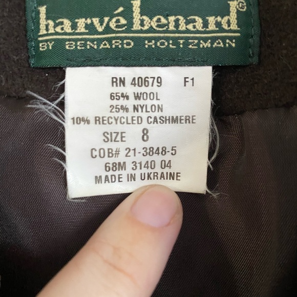 Harve Benard Coat Womens Size 8 Medium Brown Wool Cashmere Blend Full Zip - Picture 2 of 9
